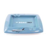 A Wade Regicor pottery advertising ashtray, BOAC 747, blue grey ground, printed mark, 26cm wide.