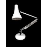 A white anglepoise table lamp, 84cm high extended.