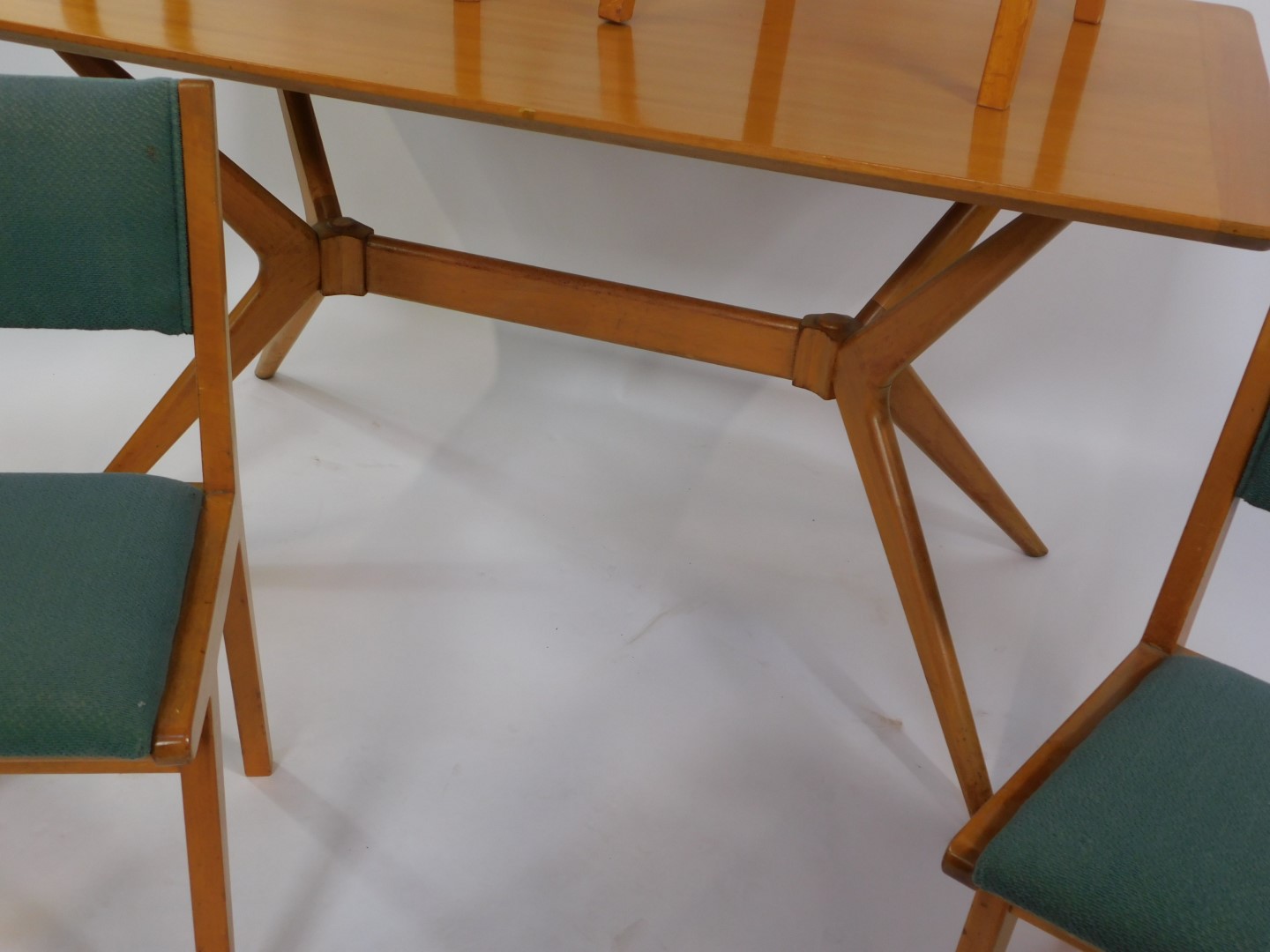 A Donald Gomme G-Plan 1950's light oak and beech dining table, the rectangular top raised on a - Image 4 of 4