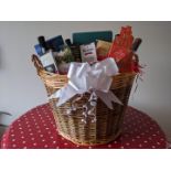 A large Christmas hamper, crammed with goodies to make your Christmas Day really special, all in a