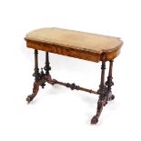 Withdrawn pre-sale by executors- A Victorian walnut and inlaid fold over card table,