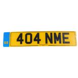 404 NME. A cherished registration plate, currently held on retention.To be sold upon instructions