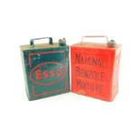 A National Benzole Mixture red oil can, together with an Esso green oil can. (2)