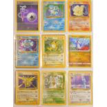 Pokemon cards, comprising Porygon., Blastoise., Ninetails., Poliwrath., Raichu., Dratini.,