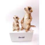 A Steiff figure modelled as Mungo The Meerkat, and another modelled as Cockie The Meerkat. (2)