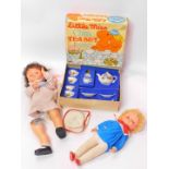 A Pedigree doll, boxed., an Italian battery operated doll, and a Little Miss china tea set,