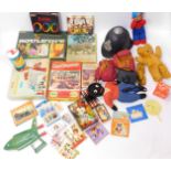 Games and toys, including a Merit Chemistry set., Pedigree Teddy Bear., wooden jigsaw puzzles,
