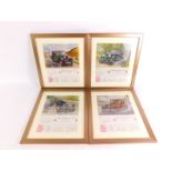 Four 1968 calendar car prints, Those Vintage Years, For Fred Lloyd (Motors) Ltd, Riley Dealers of