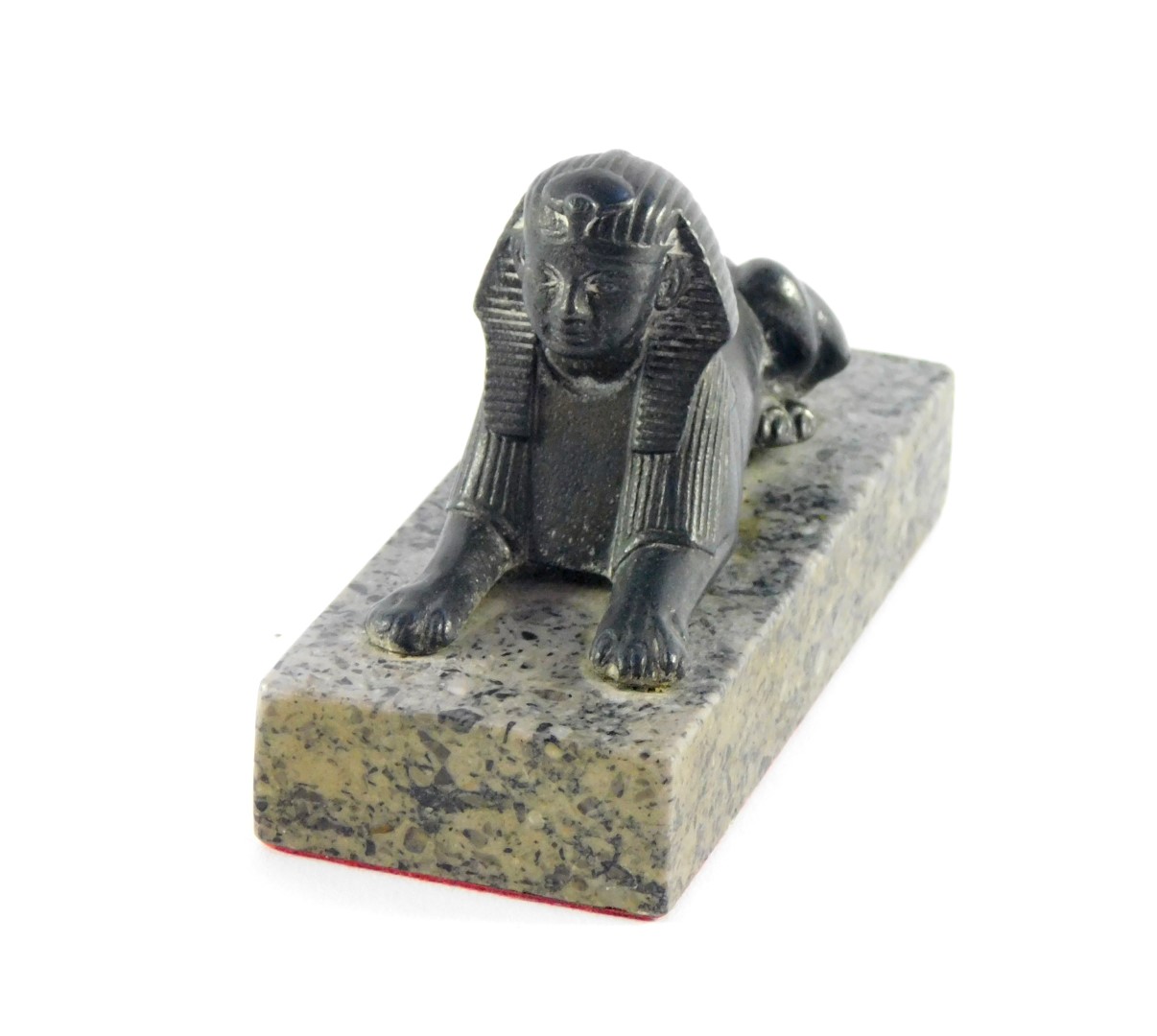 An Armstrong Siddeley vintage car radiator cap mascot, modelled as a sphynx, in recumbent pose,