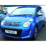 A Citroen C1 hatchback, Registration FY19 ACO, only 103 miles recorded, blue, automatic.To be sold