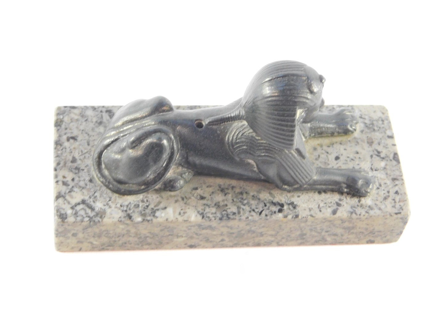 An Armstrong Siddeley vintage car radiator cap mascot, modelled as a sphynx, in recumbent pose, - Image 2 of 2