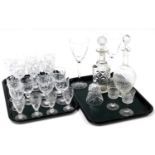 Various glassware, to include a set of six pressed glass wine glasses, a glass bowl, two glass