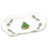 A James Kent of Staffordshire Christmas platter, with Christmas tree design and holly leaves, 29cm