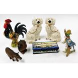 A small group of animal ornaments, to include a pair of Royal Doulton Staffordshire style large