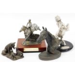 Various horse related statues, Southwell horse racing trophy entitled Southwell Winner, showing