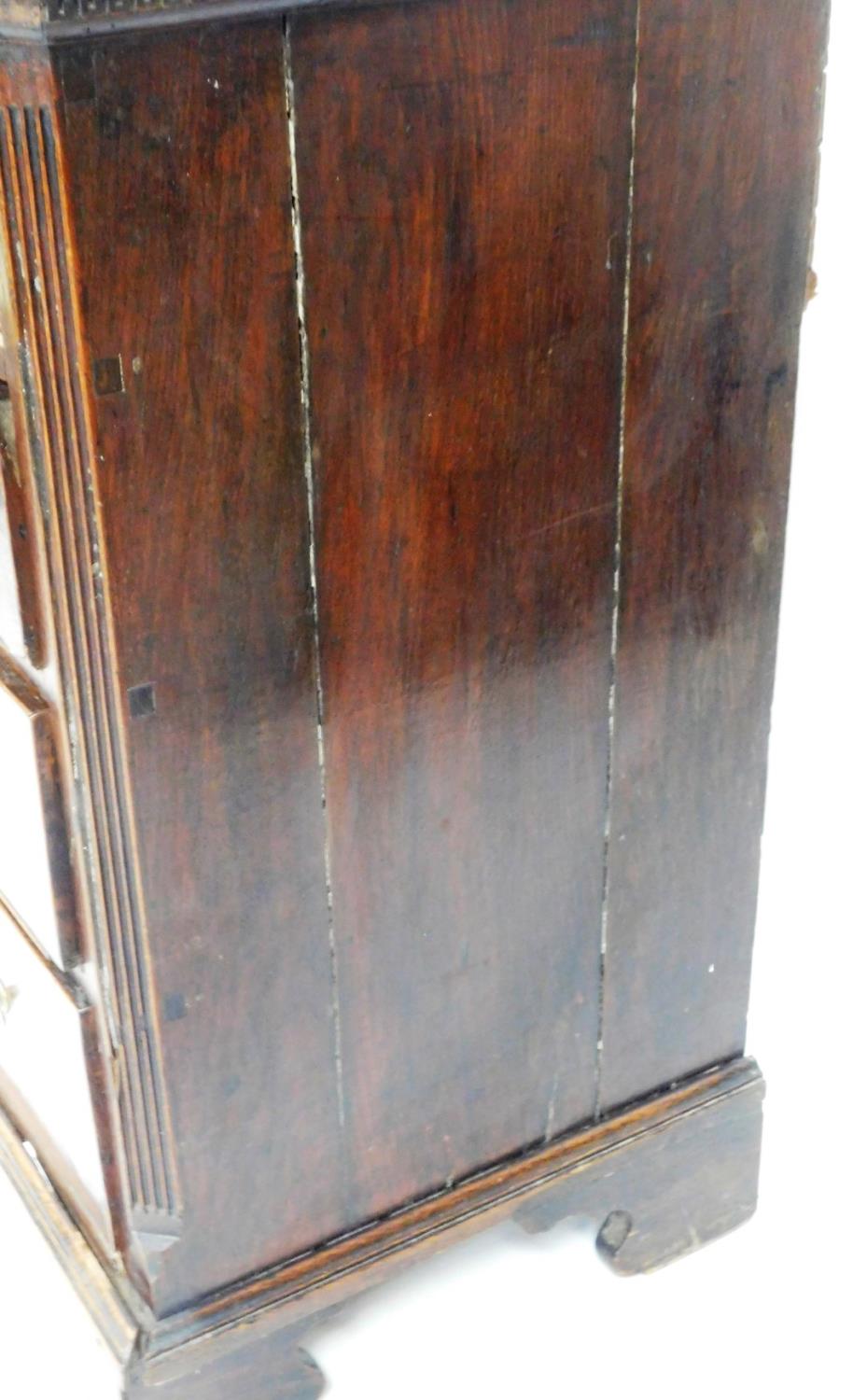 A George III mahogany chest, of two short and three long drawers, each with brass handles, with fret - Image 3 of 5