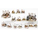 Various Lilliput Lane cottages, to include Partridge Cottage 9cm wide, Illuminated The Three