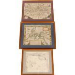 After I Laurenbergio Achaia polychrome map, 38cm x 36cm, two further map prints. (3)