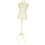 A cream wirework mannequin, on stand, 153cm high.