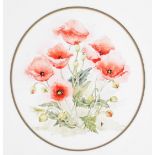 Barbara Fraser (fl. 1995). Red poppies, watercolour, signed, framed, 22cm x 20cm.