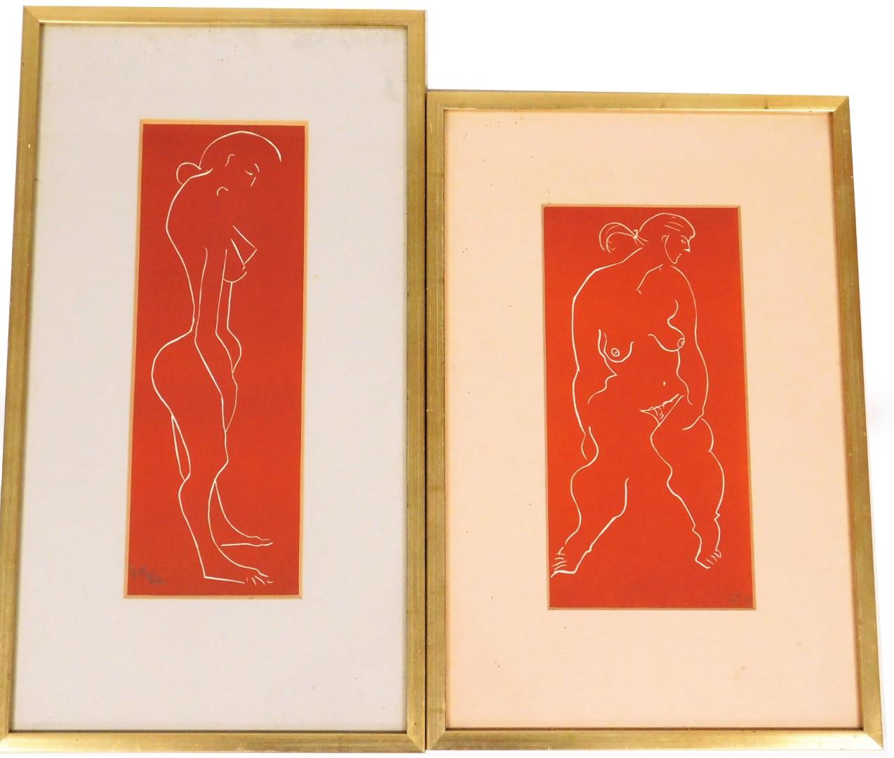 D B (21stC). Ladies in nude, limited edition, etchings, one marked 4/2, the other 8/20, in pencil,