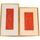 D B (21stC). Ladies in nude, limited edition, etchings, one marked 4/2, the other 8/20, in pencil,