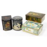 Four vintage tins, comprising one made by Nigel Manners and Wallace of Mansfield with man and