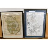 Two framed maps, to include a New County Map of Lincoln, printed for C S Smith, and Grey's map of