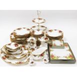 A Royal Albert Old Country Roses pattern part dinner service, comprising twelve cake plates, cake
