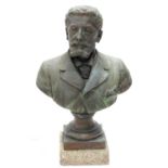 Jean-Fleury Hainglaise (b1845). Bust of a bearded gentleman, on circular socle and stone base,