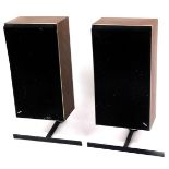 Two Bang & Olufsen Beovox 4-8 45 watt S45 speakers, 49cm high, with stands.