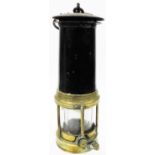 A converted miners lamp, with central trademark Barton's patent lighter section, numbered to glass