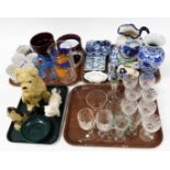 A quantity of ornaments and effects, comprising a Beswick Scotty dog, pin dishes, blue and white