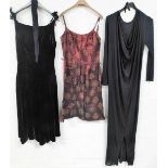 A ladies velvet three quarter length evening dress, in black, further vintage Kate Laure Paris,