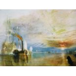 After JMW Turner. The Fighting Temerare, coloured print, in ornate gilt frame, 21cm x 29cm.