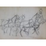 Linwood Palmer. Sketch of horses, written verso 'preliminary drawing ... for Olympic poster', 44cm x