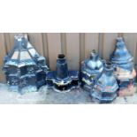 Various cast iron and other drain hoppers, an elaborate star shaped corner hopper 64cm high, etc. (a