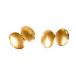 A pair of 9ct gold oval cufflinks, of plain design, 8g.