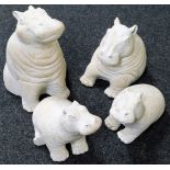 A set of four Bellardo hippo ornaments, of graduated form.N.B. This lot is sold on behalf of the