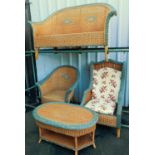 A French Grange three piece patio suite, comprising two seater settee, 138cm wide, tub armchair