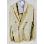 A Schiatti for Angelo gentleman's knitted double breasted blazer, in cream with gold coloured
