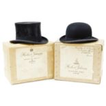 A 20thC top hat, with Lincoln Bennett & Co Burlington Gardens stamp, further label, size 7 1/4, in