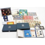 Various coins, coin sets, etc. Elizabeth II 1967 set, and other British decimal coinage set, various