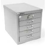 A Bisley grey five drawer desk organiser, 32cm high, 28cm wide, 38cm deep.