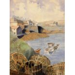Duncan J Russell. A view of Coverack, Cornwall, watercolour, signed, framed, 32cm x 24cm.