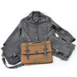 A Future Designs gents faux leather jacket, size XXL, together with three laptop bags, a black