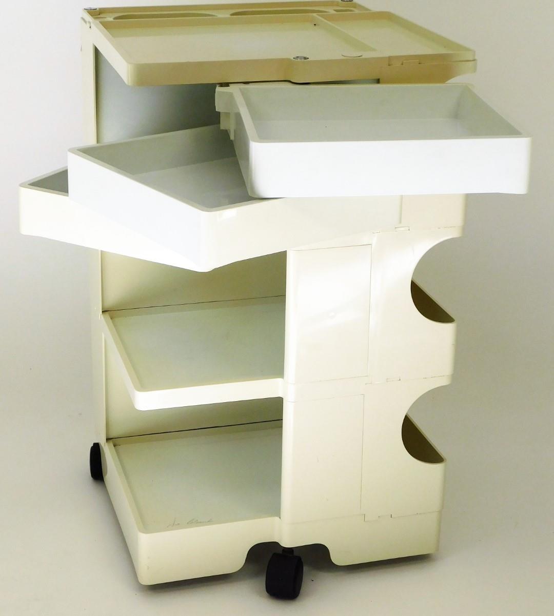 A 1970's Joe Colombo Boby trolley, with shaped sections, drawers and openings on castors, moulded - Image 2 of 3