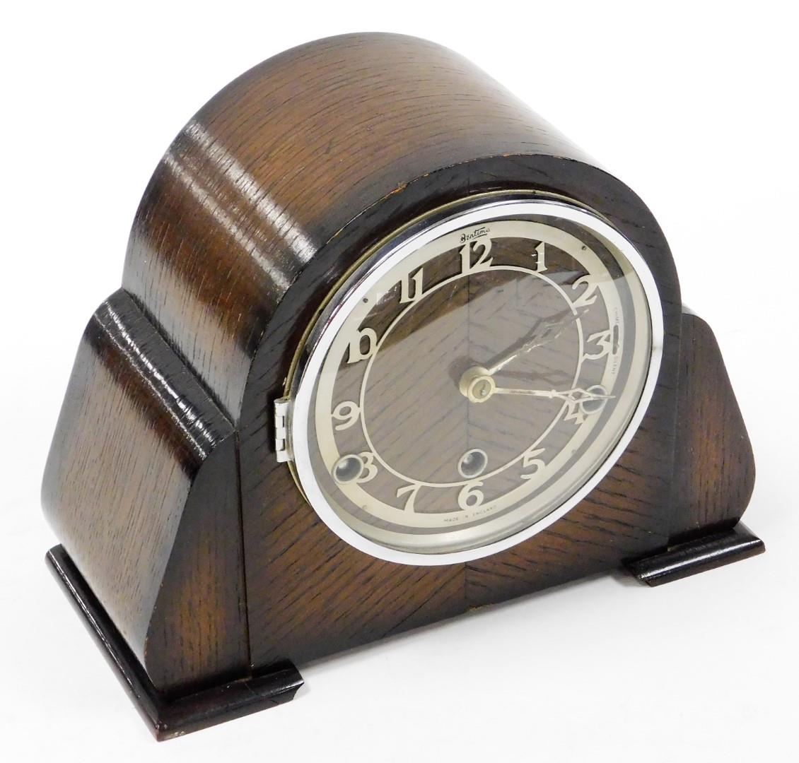 A Bentima mahogany cased mantel clock, in 1920's mahogany case, 23cm high.