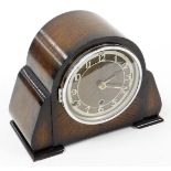 A Bentima mahogany cased mantel clock, in 1920's mahogany case, 23cm high.