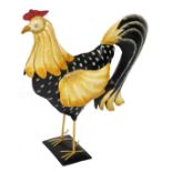 A modern metal cockerel ornament, 76cm high.